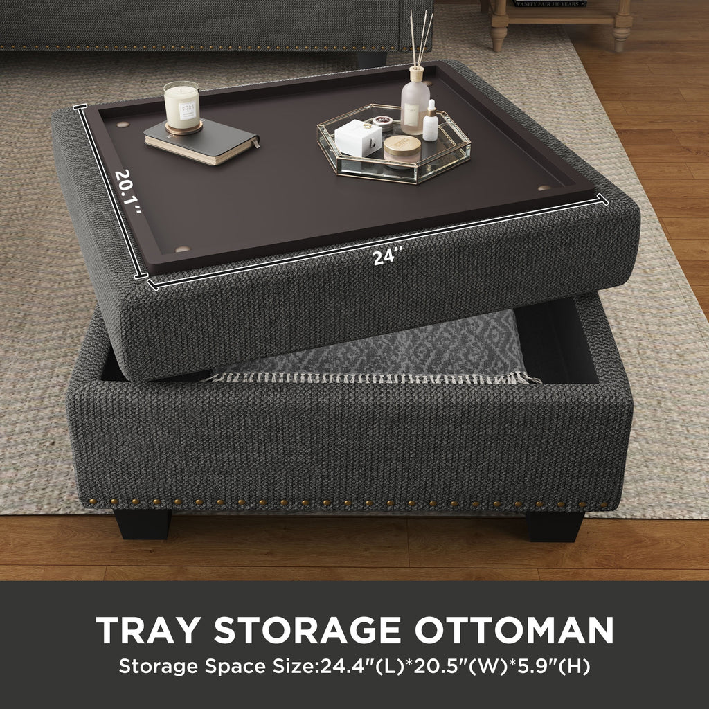 Dark Gray Storage Ottoman R149