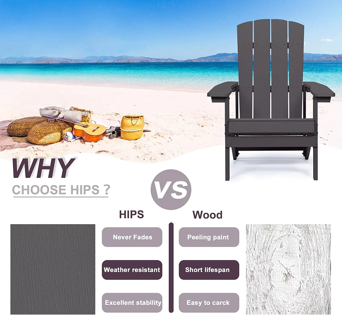 2 Pcs Weather Resistant HIPS Adirondack Chair P2024