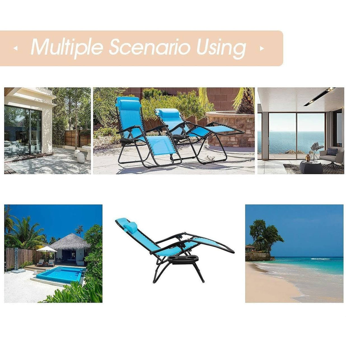 Set of 2 Black Zero Gravity Folding Lounge Chairs B7314