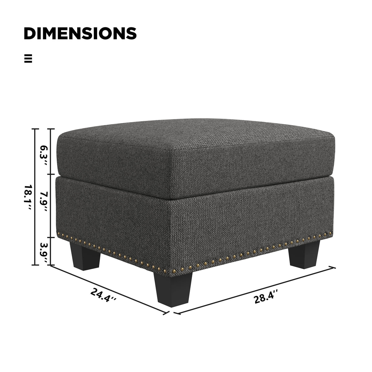 Dark Gray Storage Ottoman R149