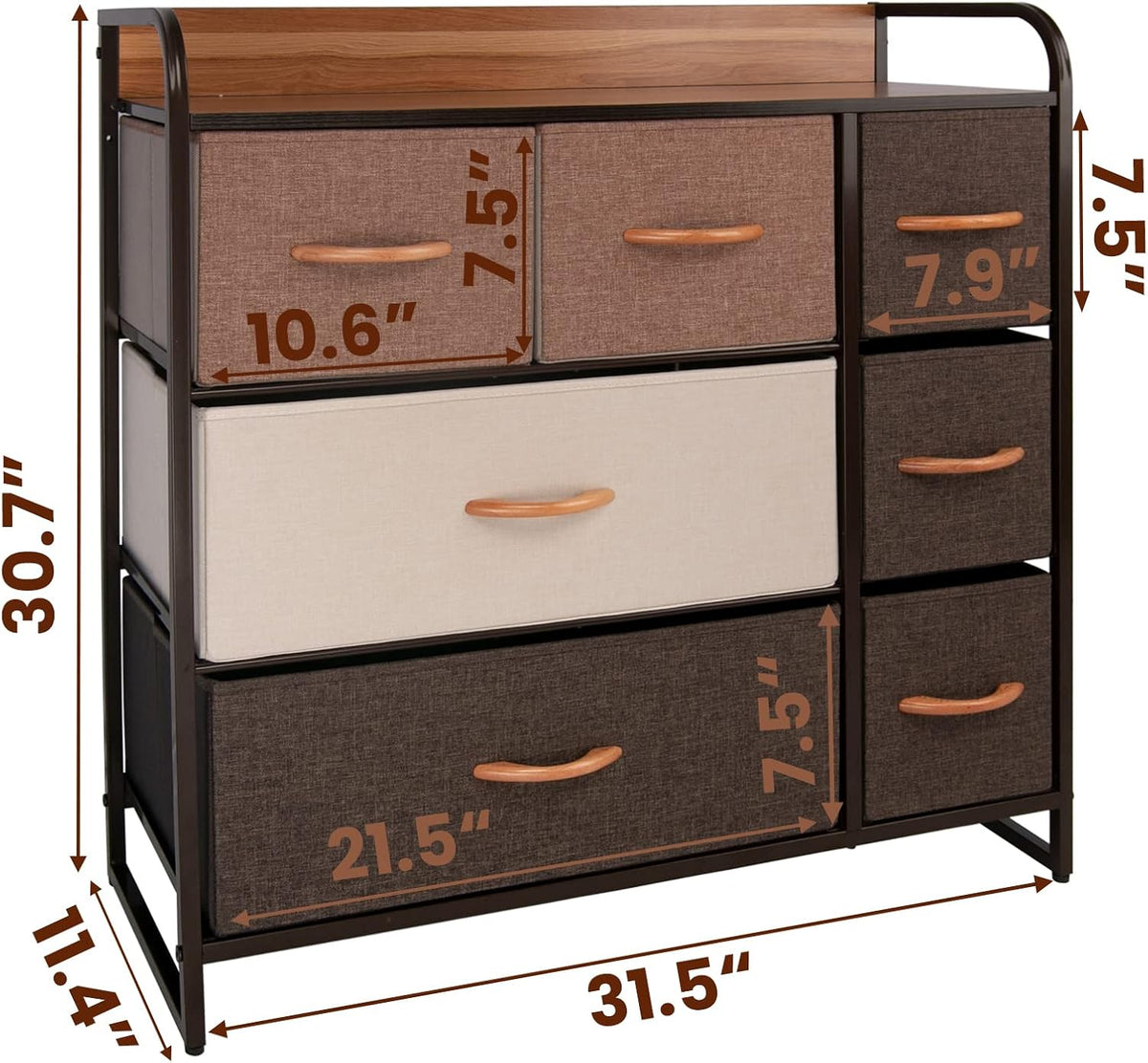 Large Storage Fabric Dresser with 5 Removable Drawers M597886