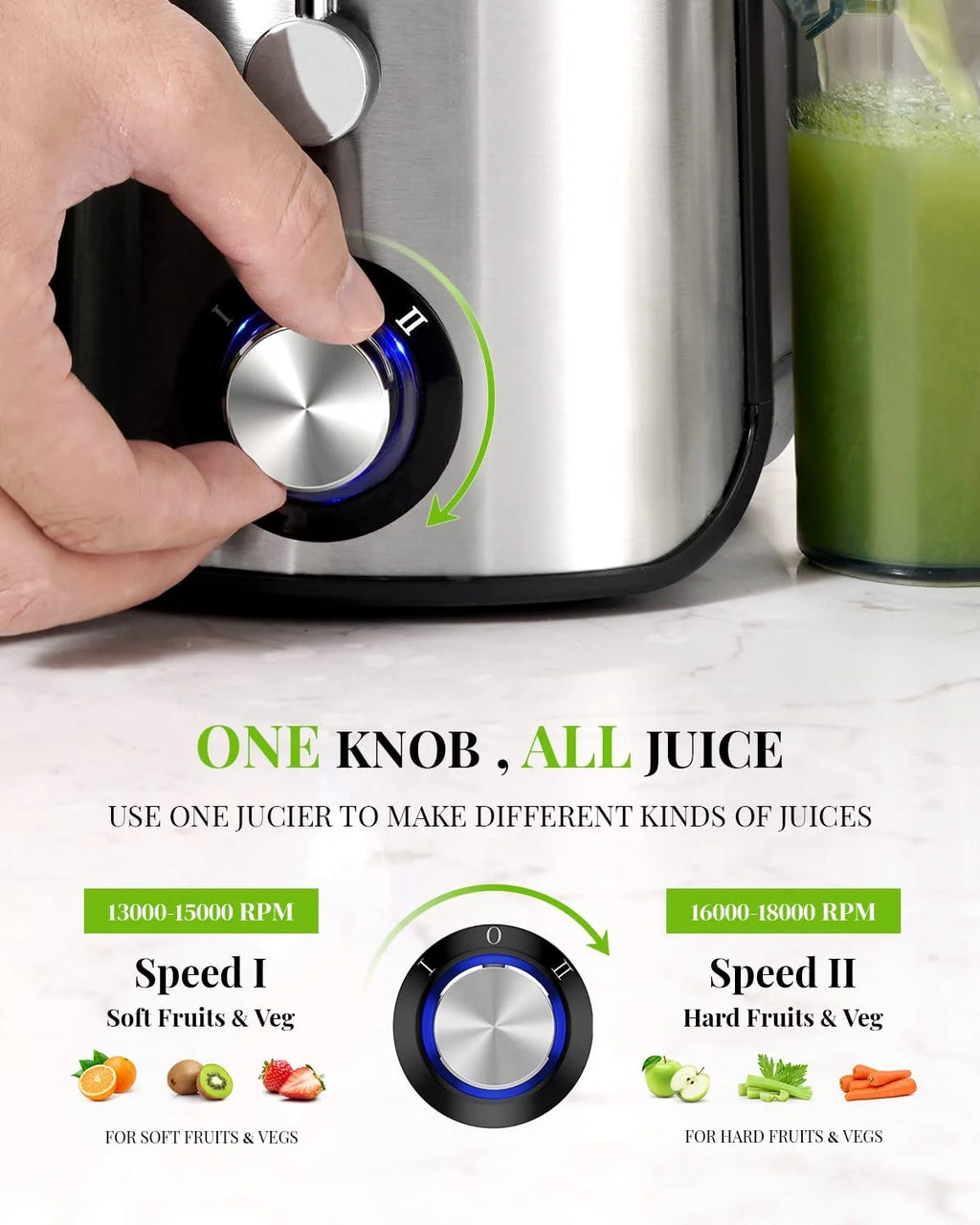 1000W Centrifugal Juicer, Silver D349