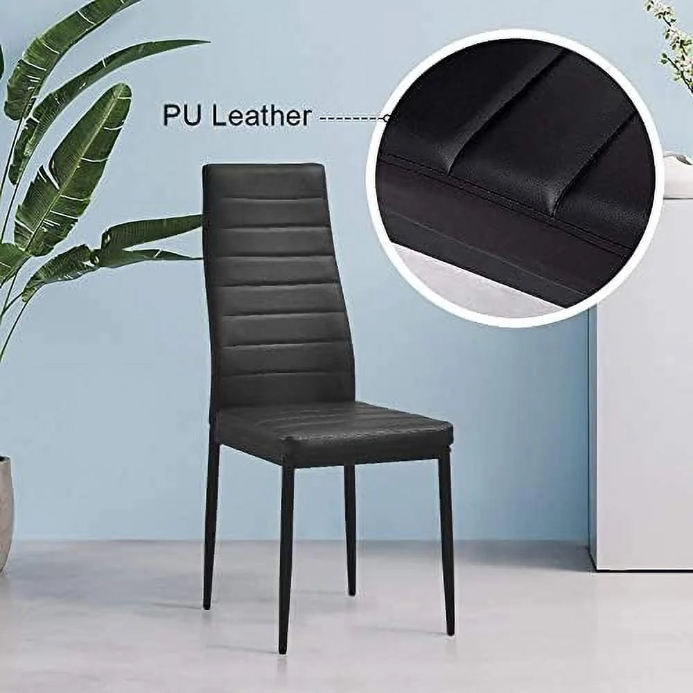 Black 5 Pieces Glass Dining Table and Chairs Set of 4 P37176