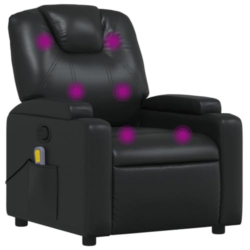 Black Faux Leather Massage Recliner Chair with 6Point Vibration R4873