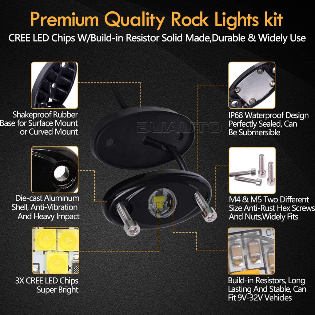 White 10PCS Waterproof LED Rock Light Pods F3580