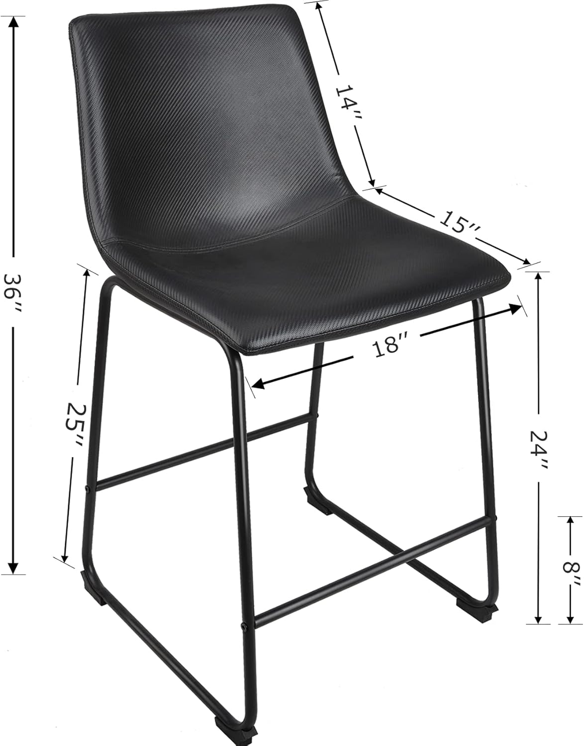 Black Metal Bar Stools Set of 2 E1385