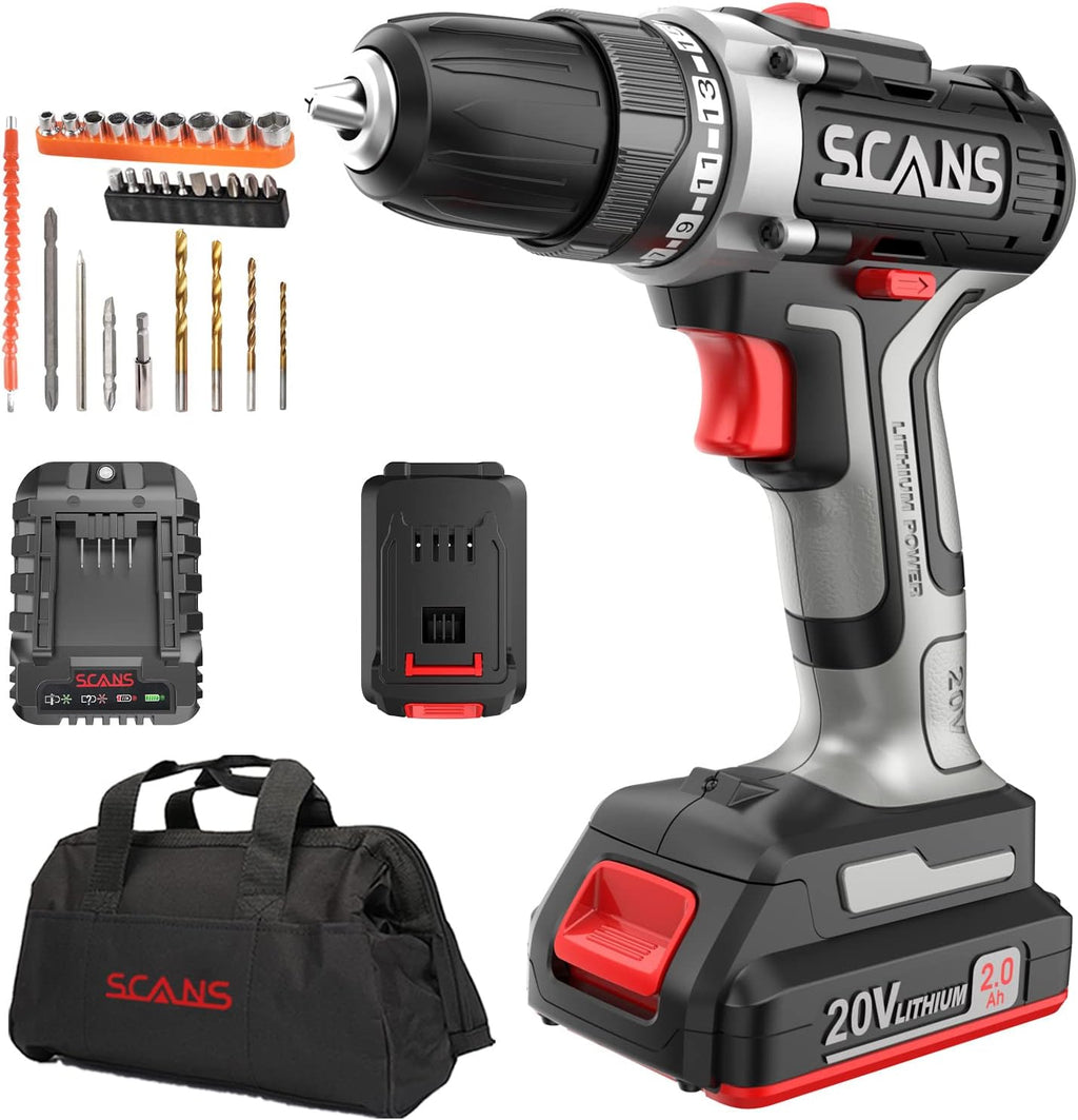 Cordless Drill/Driver Kit, 20V MAX, 3/8" Keyless Chuck, 28 pcs Accessories, Pack of 2 R54003