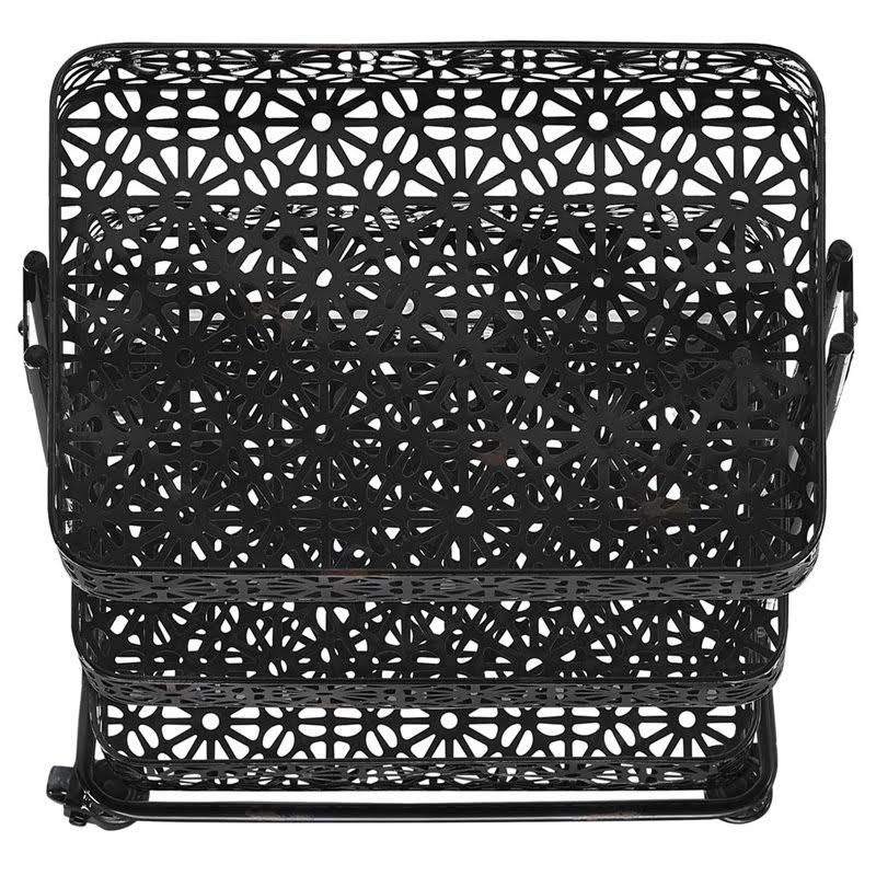 3 Tier Metal Serving Cart in Distressed Glossy Black J523895