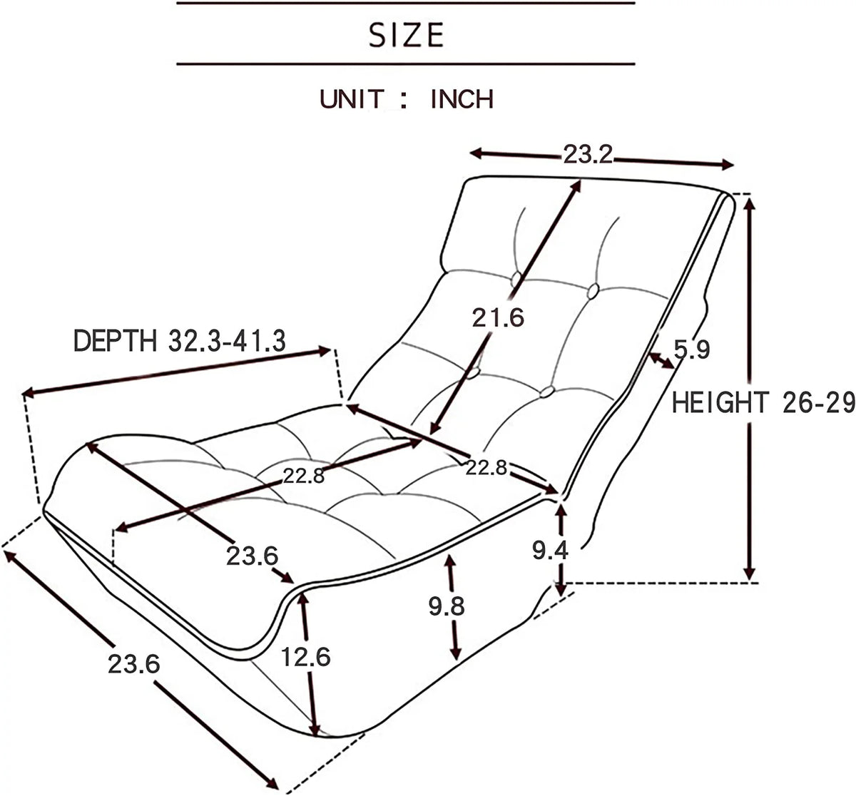 Dark Blue Fabric Folding Chaise Lounge Chair N736416