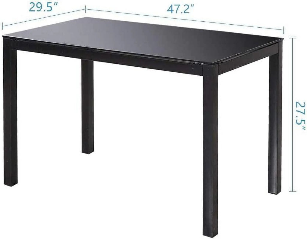 Black 5 Pieces Glass Dining Table and Chairs Set of 4 P37176