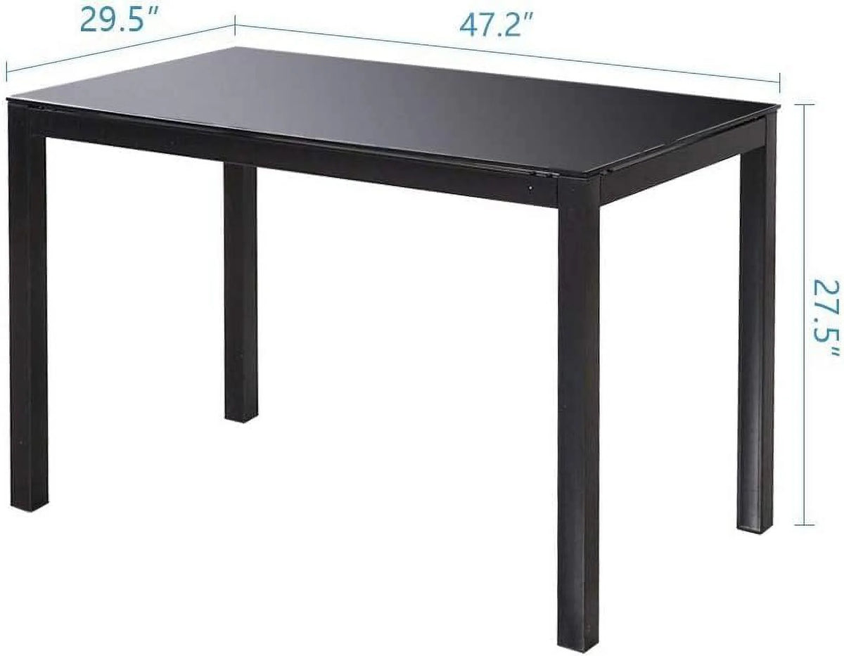 Black 5 Pieces Glass Dining Table and Chairs Set of 4 P37176