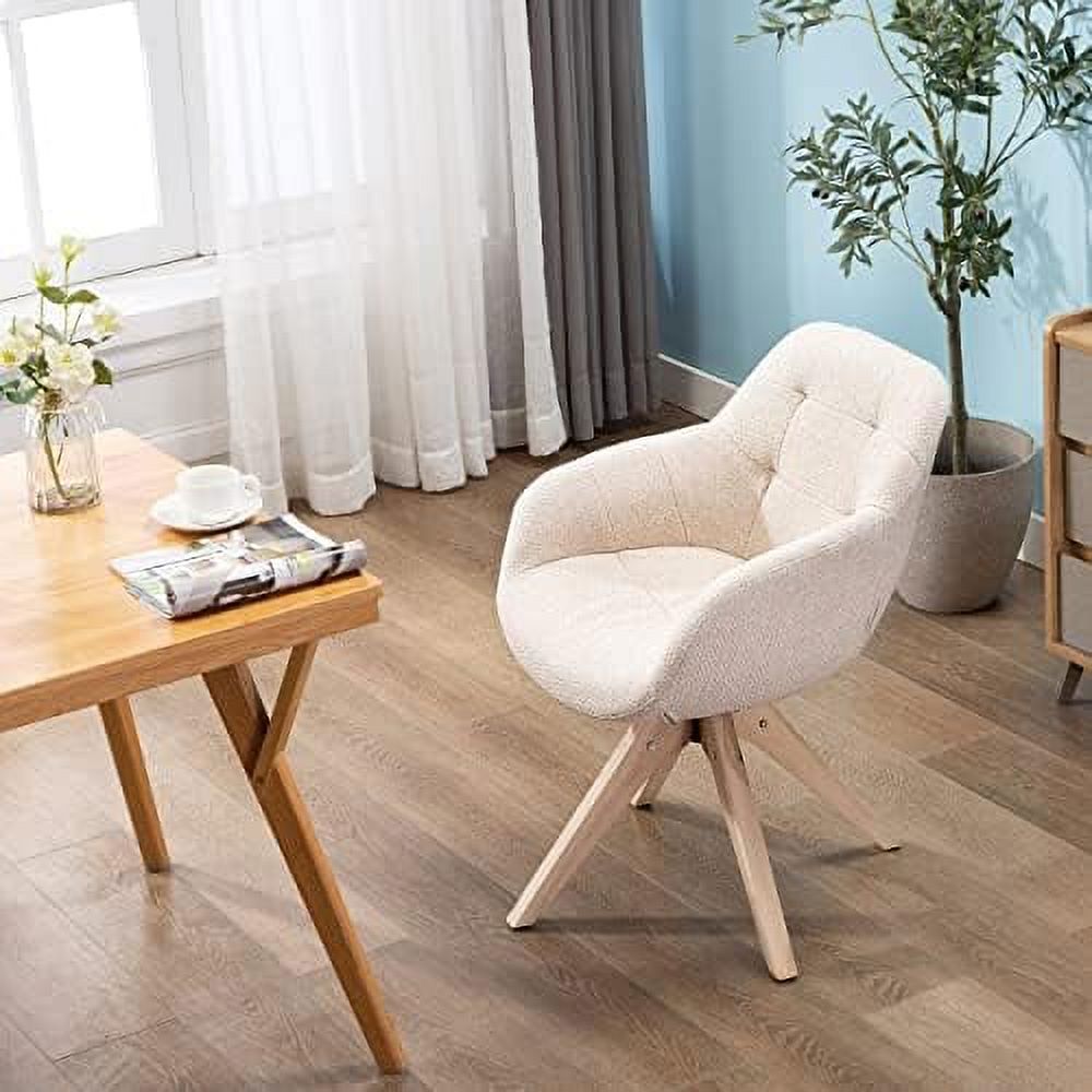 Mid Century Modern Swivel Fabric Accent Chair with Oak Wood Legs B29022