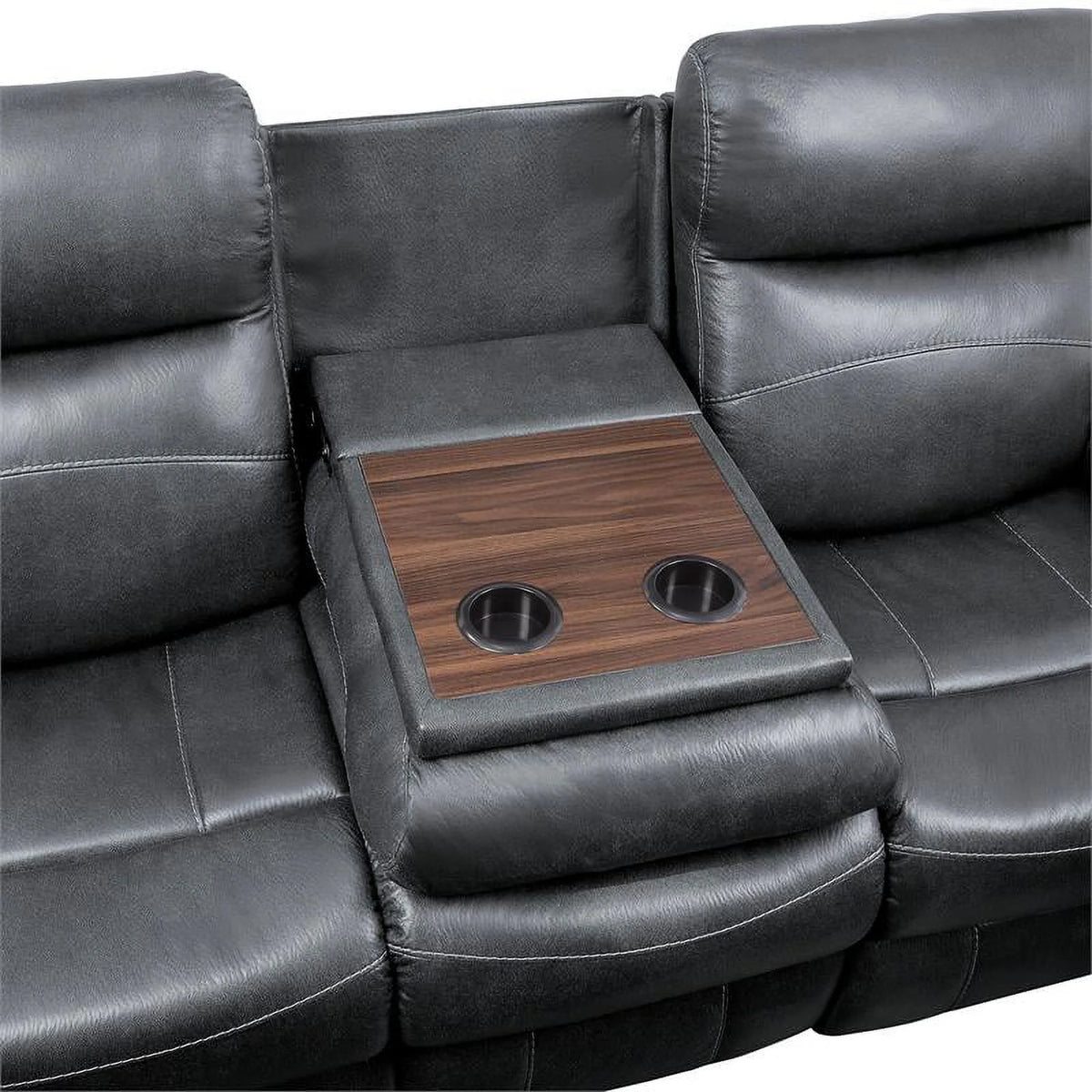 Dark Gray Double Reclining Sofa with Cup Holders A943422