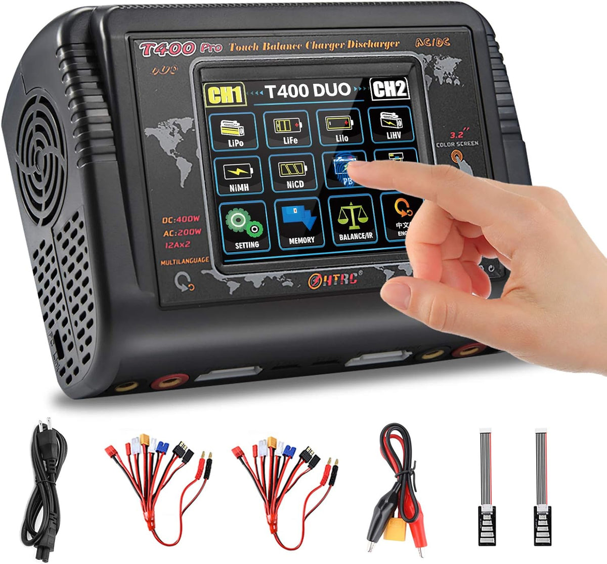 200W AC 400W DC 12A Touch Screen RC Battery Charger Discharger S949