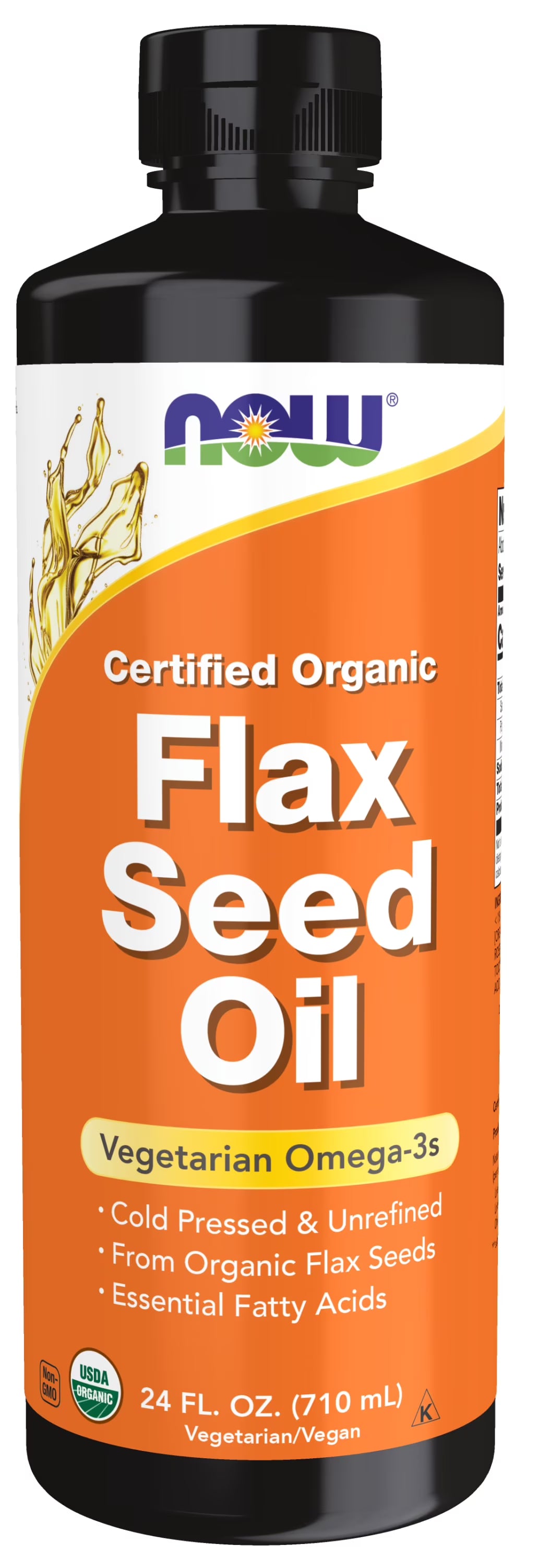 Organic Flax Seed Oil Liquid, Cold-Pressed, Unrefined, 24-Ounce V62695