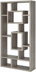 Geometric Cubed Rectangular Bookcase, Weathered Grey Q993