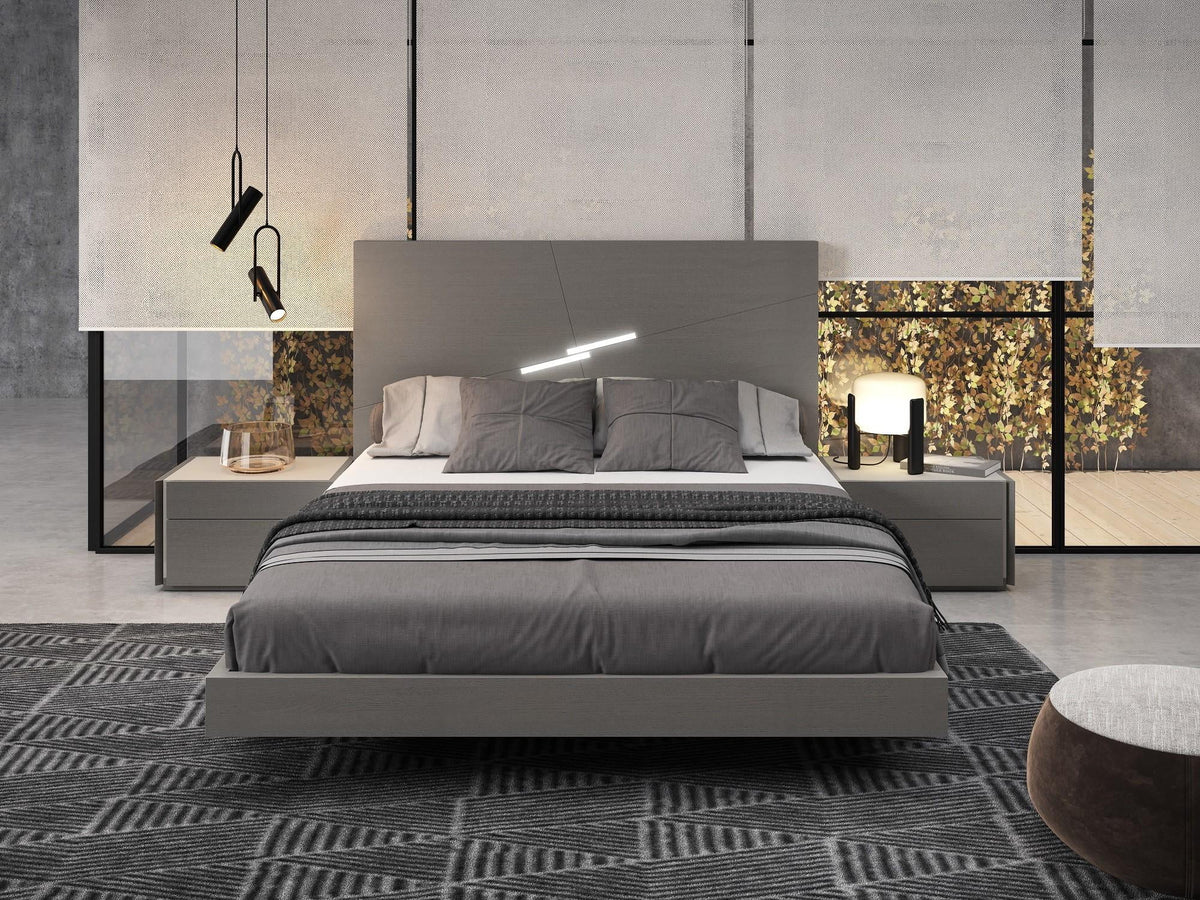 King Bedroom Set 3Pcs Grey Finish K998