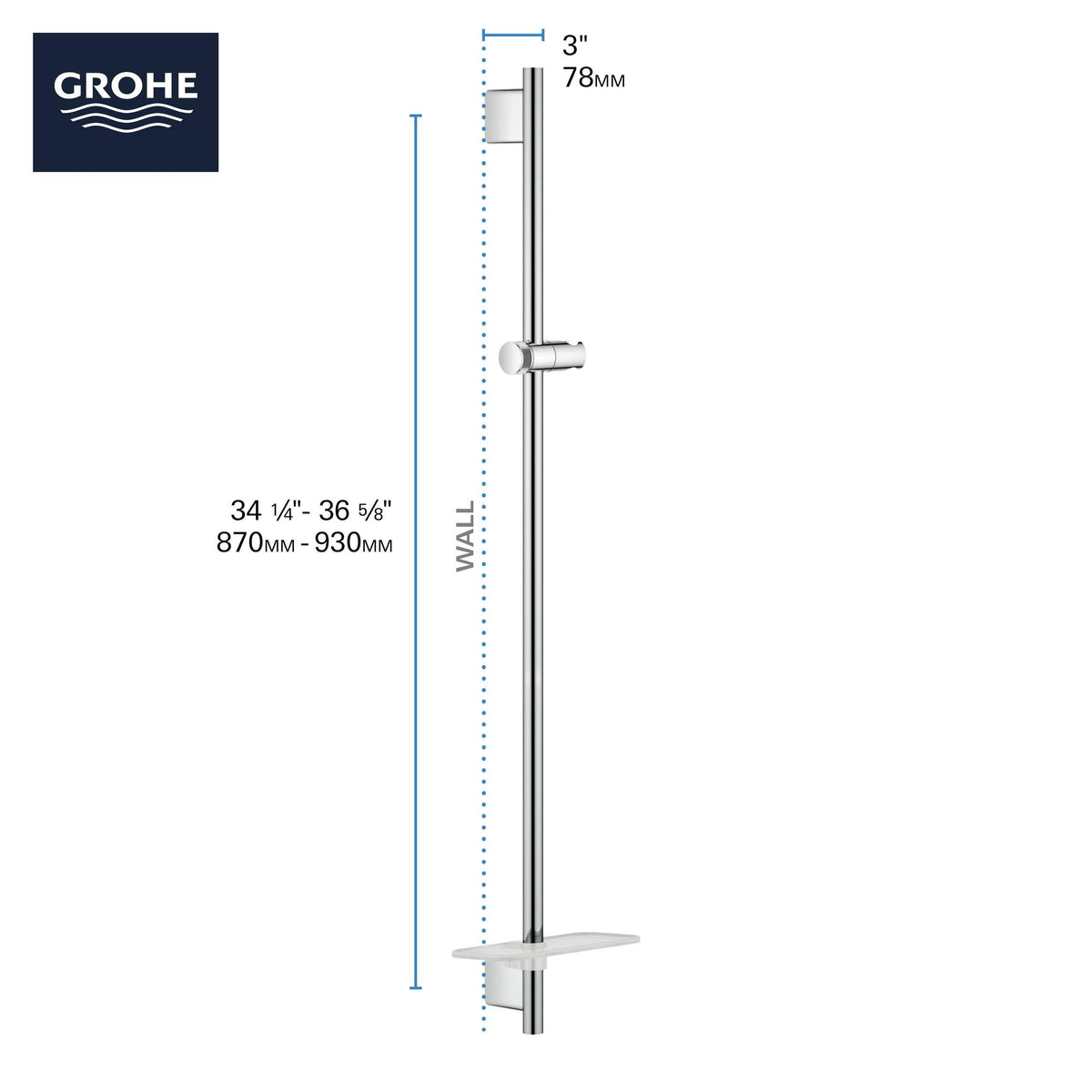 Starlight Chrome Shower Slide Bar K3763