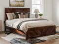 Queen Solid Wood Low Profile Platform Bed with Footboard, Walnut T85879