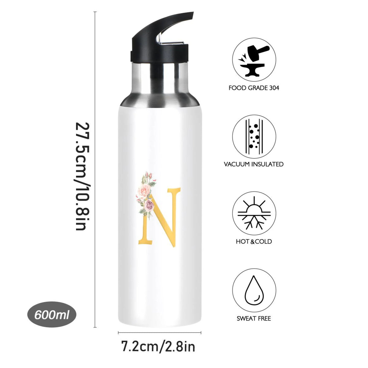 Stainless Steel Insulated Water Bottle with Straw Lid H7100