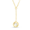 14K Yellow Gold Heart Two-tone Medallion Necklace on Paperclip Chain with Lobster Clasp - 18" S5128