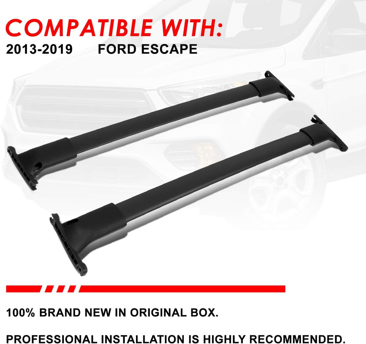 Matte Black Aluminum Roof Rack Cross Bars with ABS Mounting Brackets C225702