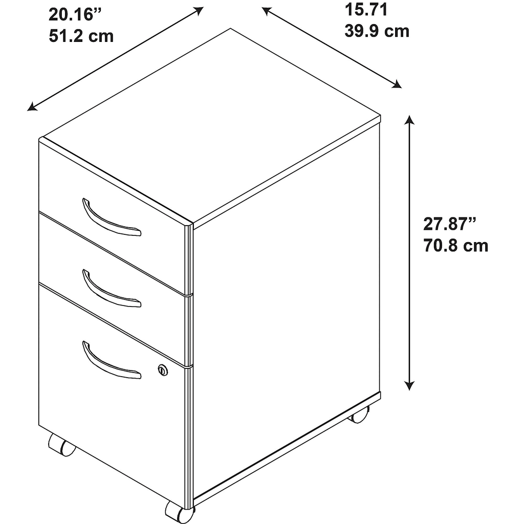 3 Drawer Mobile Pedestal in Hansen Cherry C469