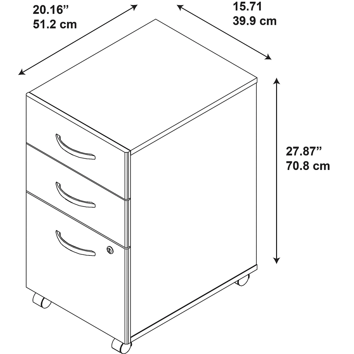 3 Drawer Mobile Pedestal in Hansen Cherry C469