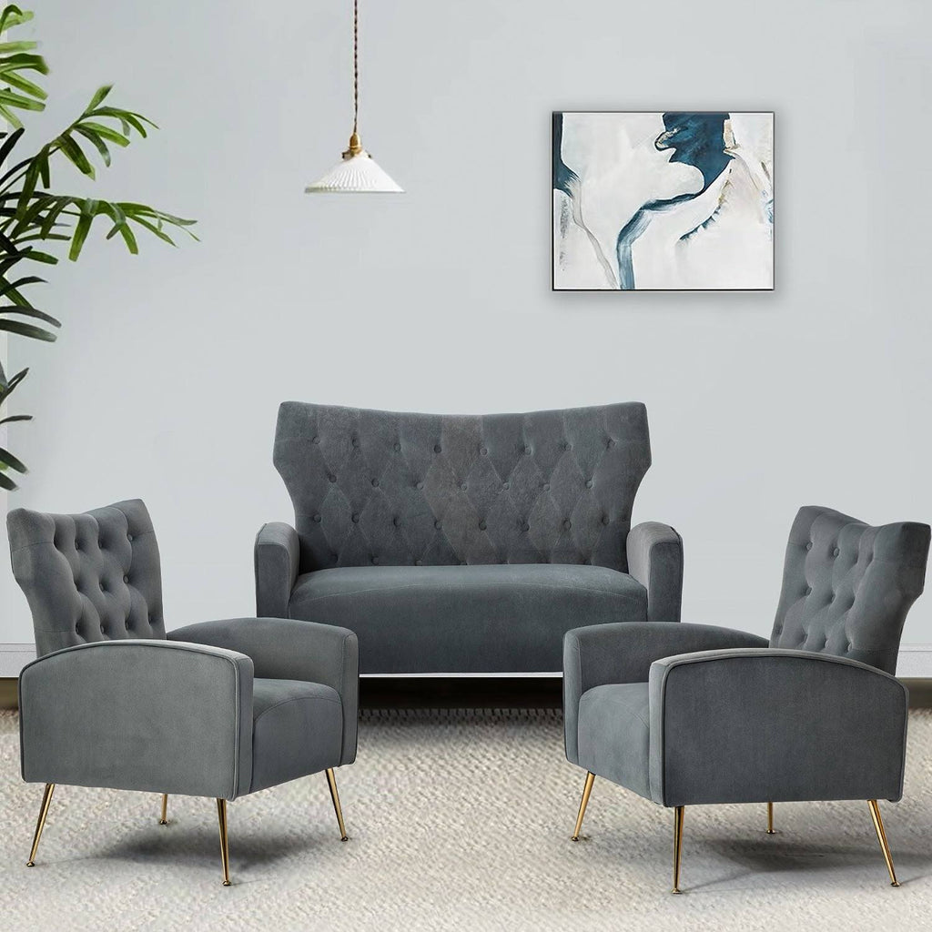 Grey Tufted Back Loveseat U223