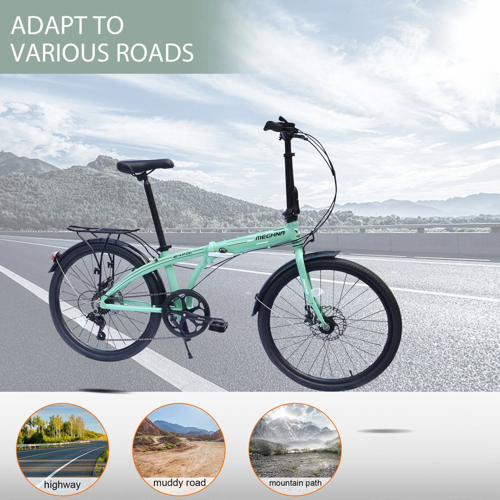 Blue 7 Speed Aluminum Folding Bike Q38031