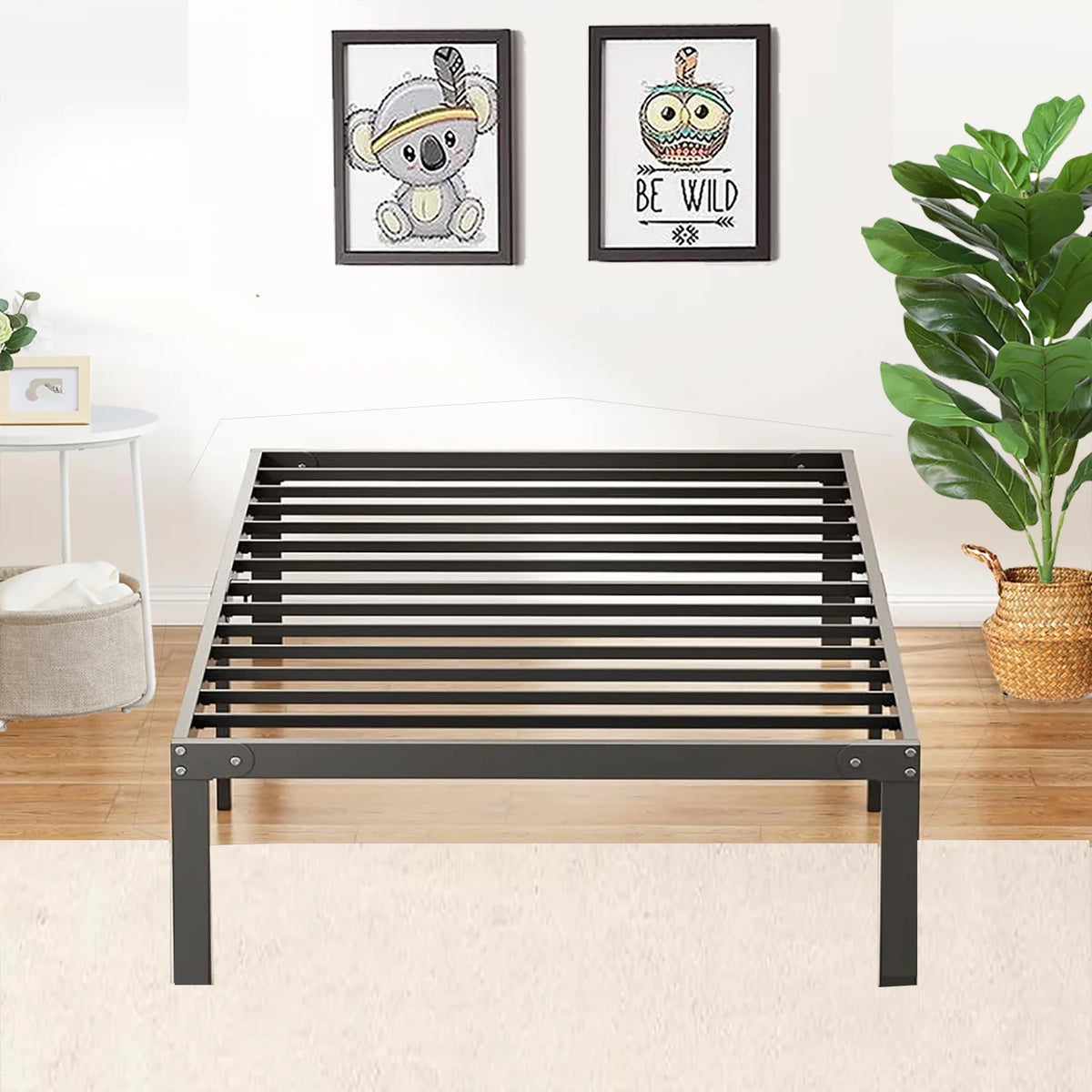 14 inch Black Metal Twin Bed Frame L671
