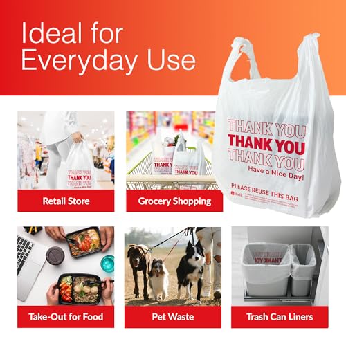 Thank You Plastic Bags 350 Count White P7805