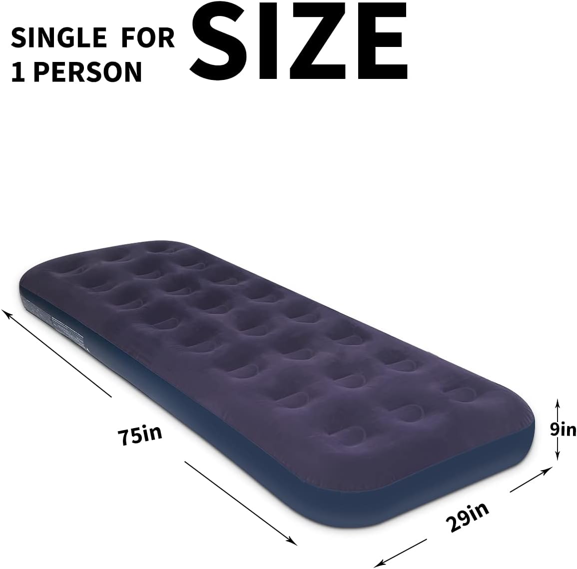 Blue Blow Up Air Mattress with Flocked Top F5803