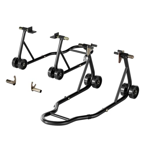 Black Motorcycle Stands 882 Lbs Capacity Front Rear Wheels Lift R385