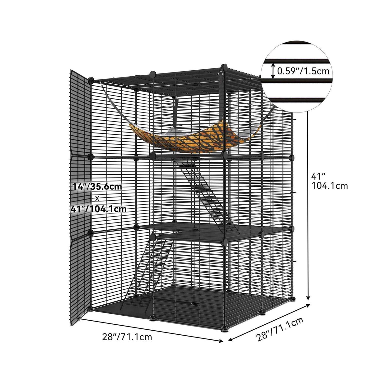 3-Tiers Metal Cat Cage with Hammock N683