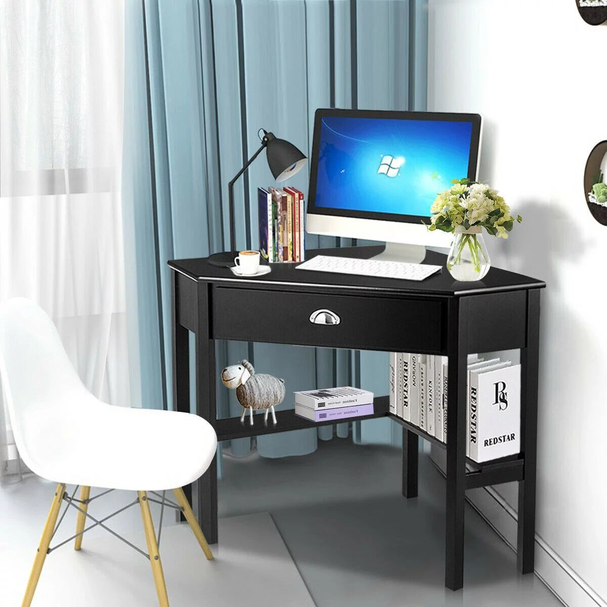 Corner Computer Desk Wood Workstation C7183