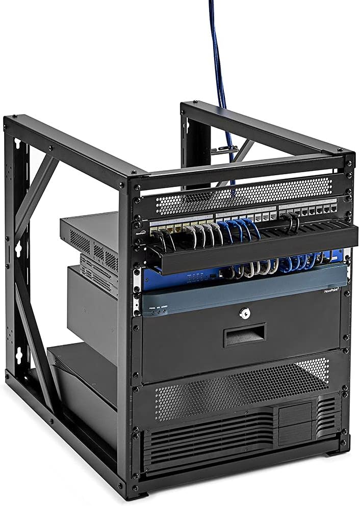 12U Wall-Mount Open Frame Network Equipment Rack, 24.81 Inch Depth, Steel, Black I5983