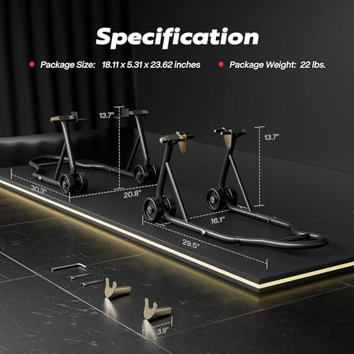 Black Motorcycle Stands 882 Lbs Capacity Front Rear Wheels Lift R385