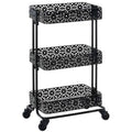 3 Tier Metal Serving Cart in Distressed Glossy Black J523895