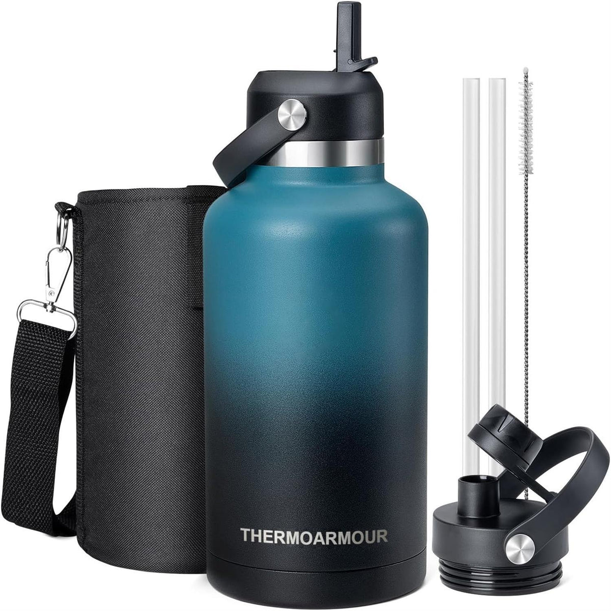 64 oz Insulated Stainless Steel Water Bottle with Two Lid B22466