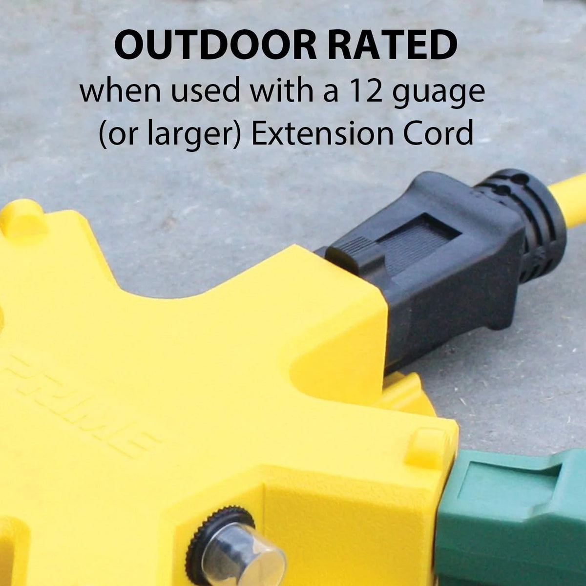 12/3 SJTOW 100 ft Outdoor Extension Cord with 5 Outlet Adapter, Yellow X368737