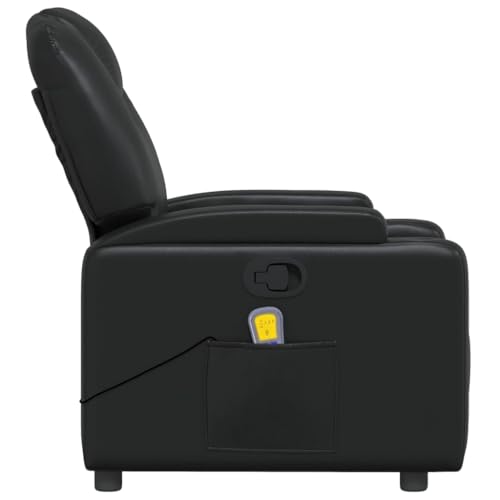 Black Faux Leather Massage Recliner Chair with 6Point Vibration R4873