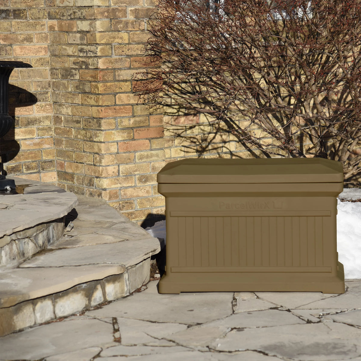 Oak Color Horizontal Large Package Delivery Box with Lift Off Lid K267089