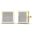 14K Yellow Gold Diamond Square Stud Earrings U283