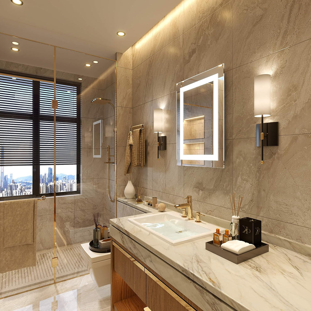 20 X 28 Inch LED Lighted Wall Mounted Bathroom Mirrors V27489