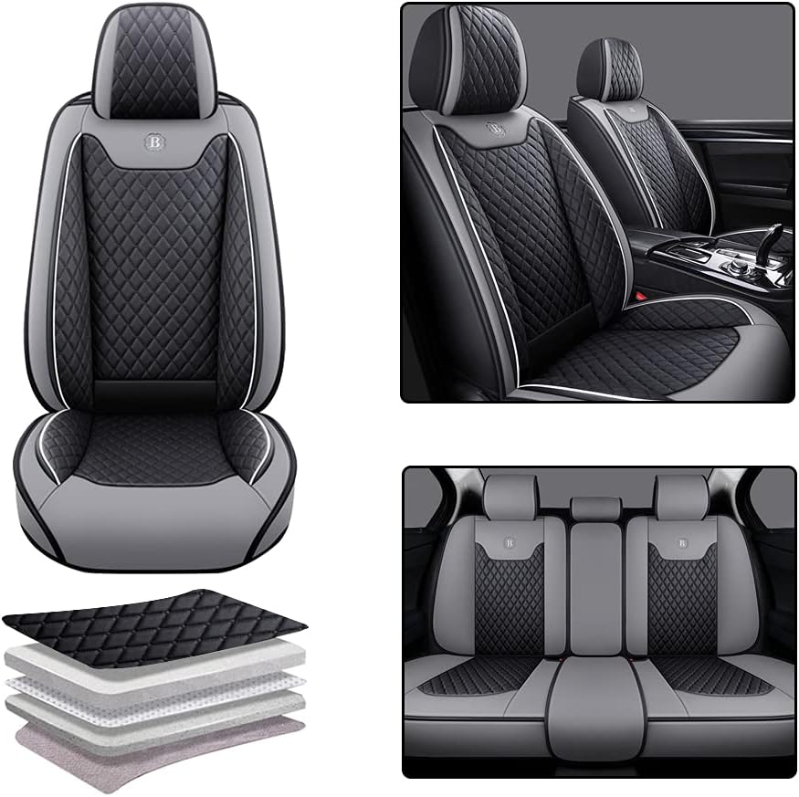 Pink-Black PU Leather Car Seat Covers Full Set 5 Seat T9302
