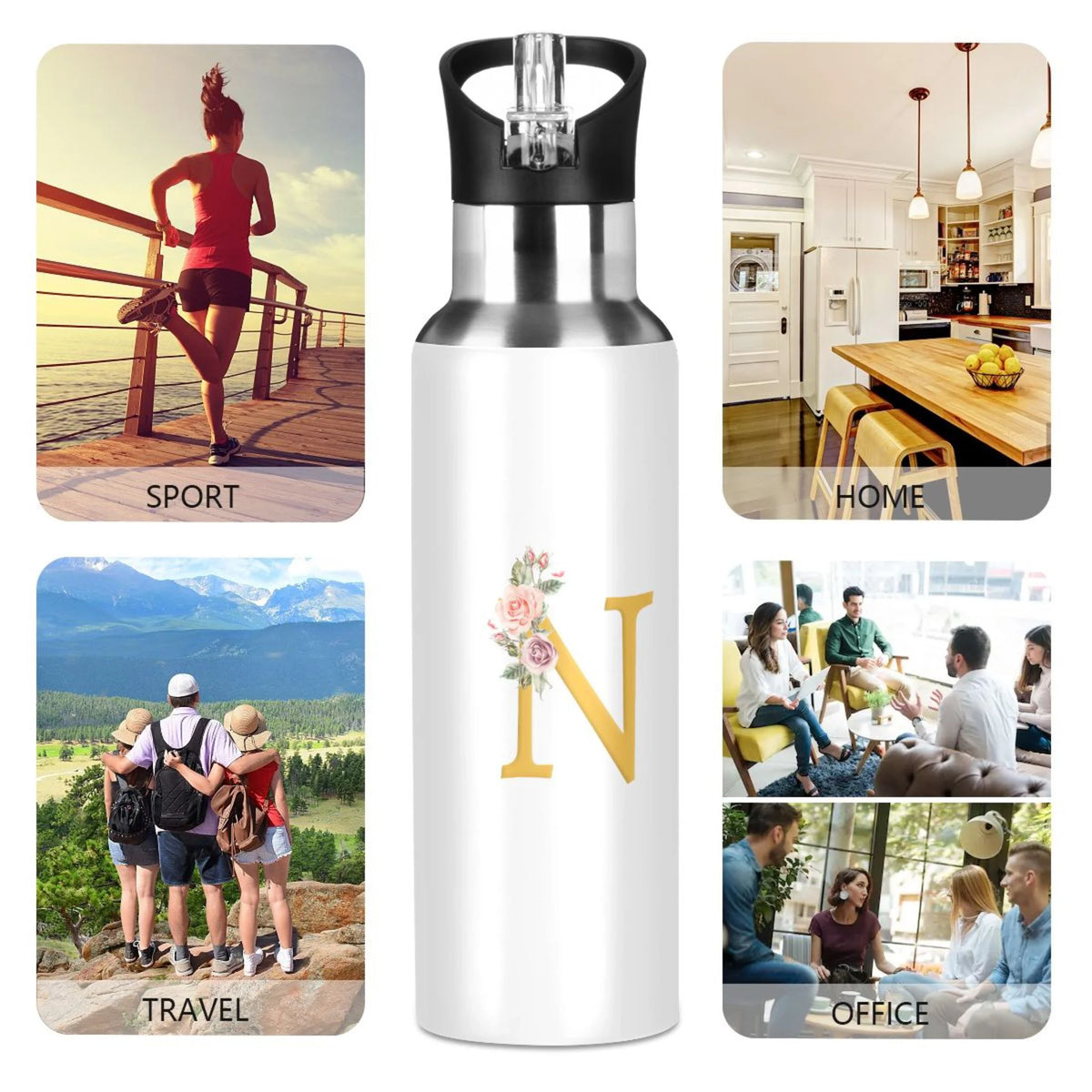 Stainless Steel Insulated Water Bottle with Straw Lid H7100