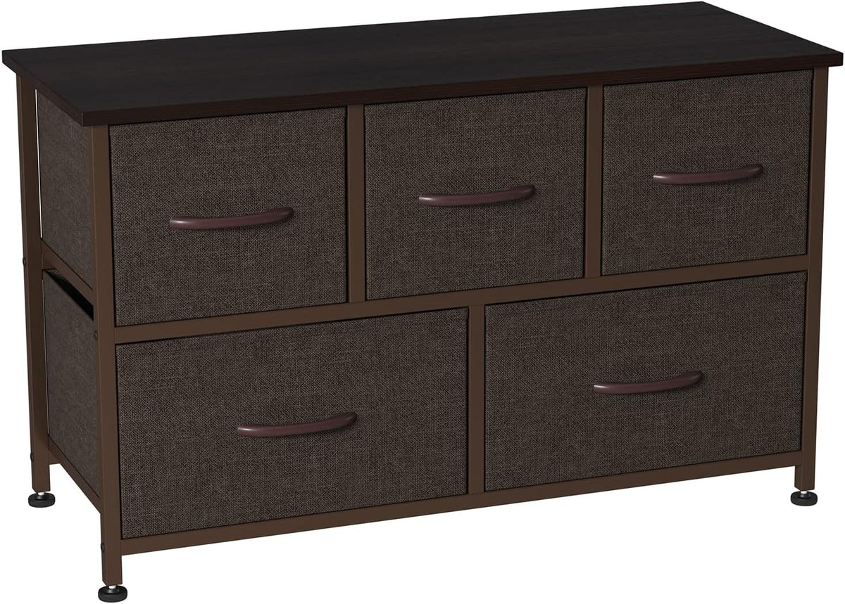 Gray/Natural 5 Drawer Fabric Dresser J9100