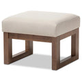 Light Beige and Walnut Upholstered Ottoman H115486