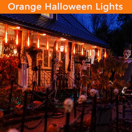 Orange Meteor Shower Icicle String Lights O7905